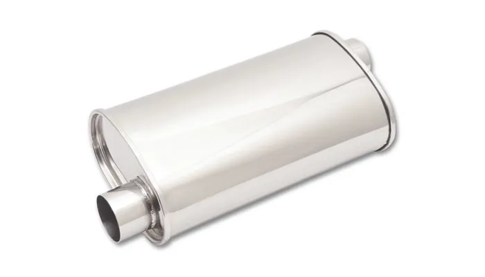 Vibrant Performance STREETPOWER Oval Muffler; Oval; 3 in. Inlet ID; 5 in. H; 9 in. W; 15 in. Body L; 20 in. Overall L; 3 in. OD; Offset/Offset Location;