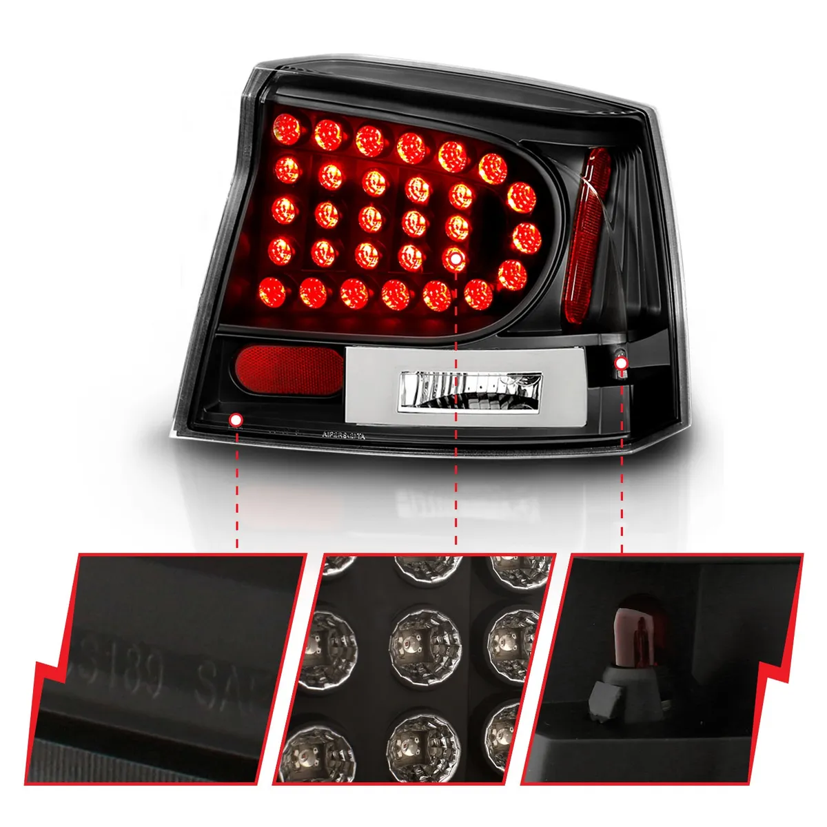 LED Tail Light Assembly; LED; Clear Lens; Black Housing; Pair; product image