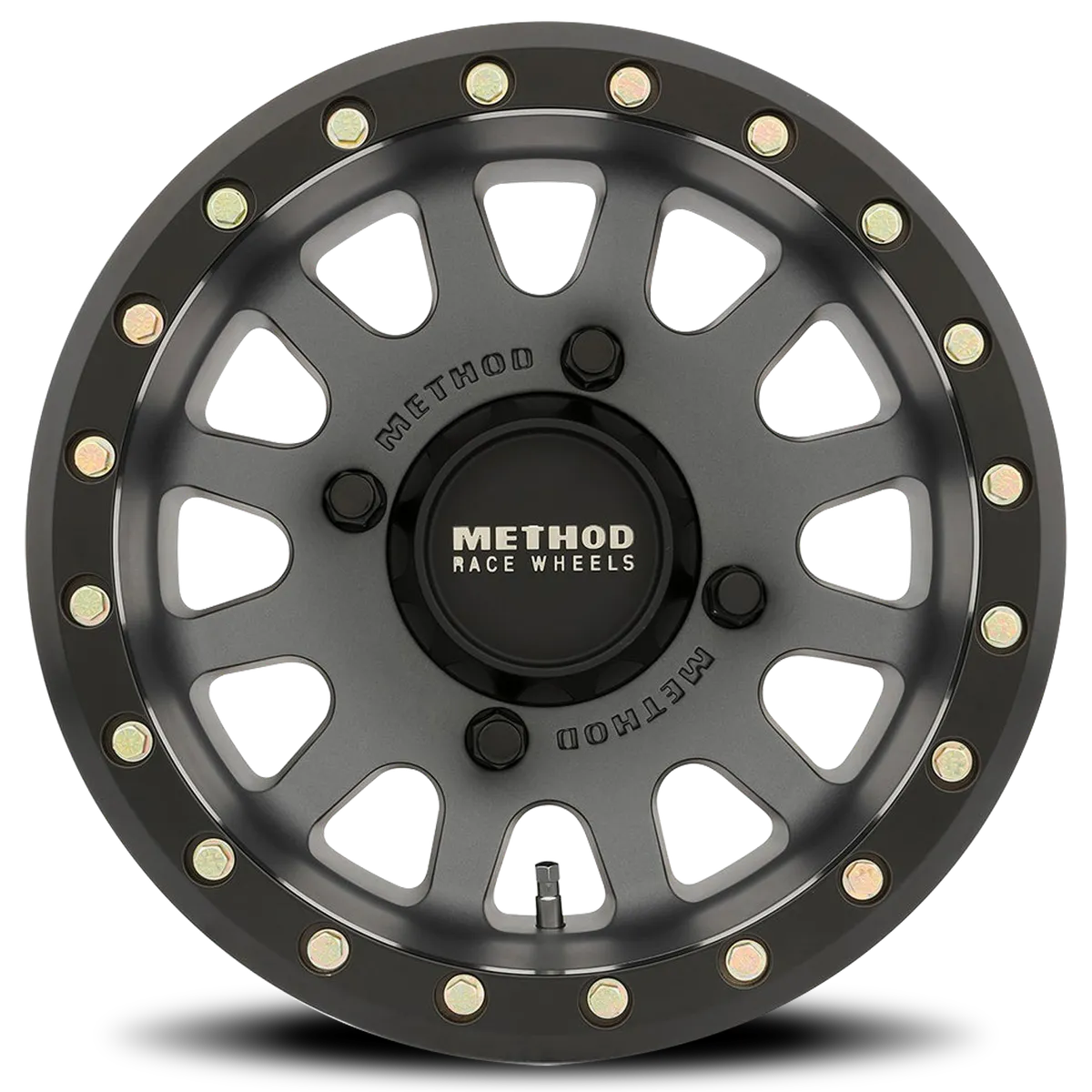 Method Race Wheels Aluminum Wheels 15x7 MR401 Beadlock UTV Bolt Pattern 5 On 114.3 Offset 38 Lip Size 0.79 Titanium GY Matte Black Ring Method