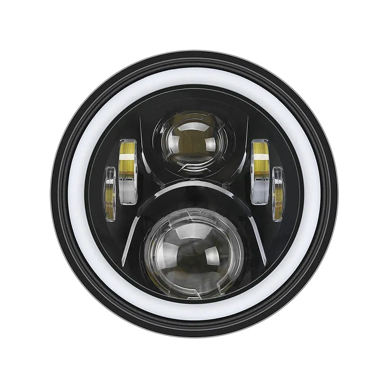 LED RGB Color Changing Halo Headlights with Amber Turn Signal + Fog Light Kit Combo For 2007-2018 Jeep Wrangler JK product image