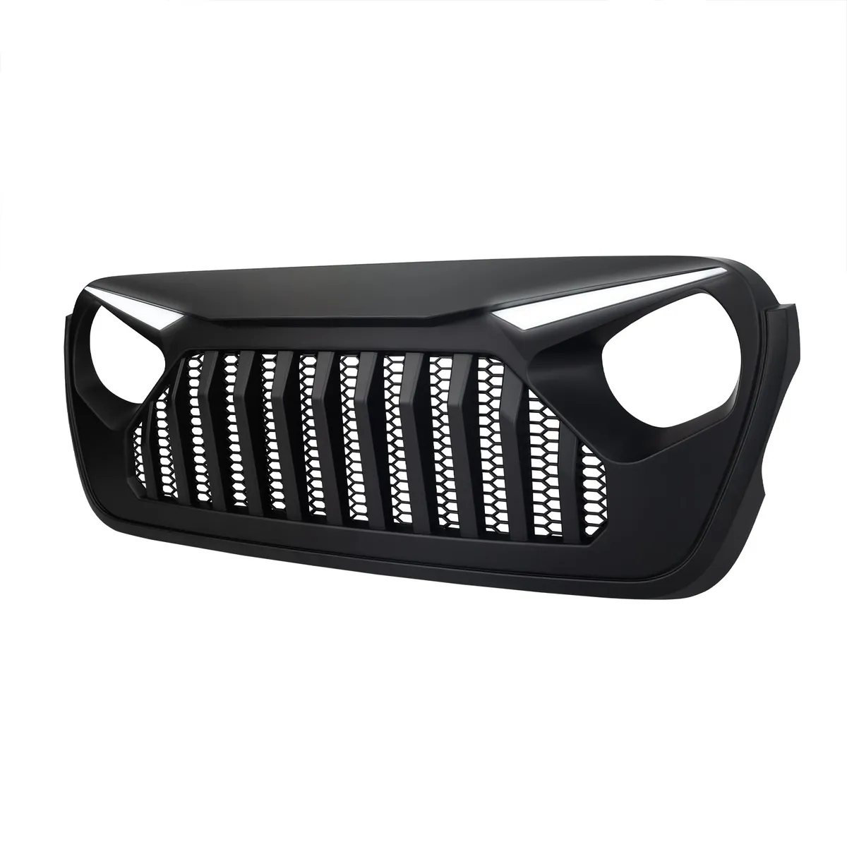 Gladiator Vader Grille W/ LED Eyebrow DRL and Turn Signals - Matte Black For 18+ Jeep Wrangler JL & Gladiator JT W/O Trailcam product image