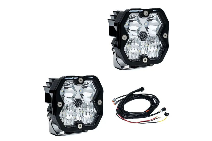 Squadron 2.0 Pro Black LED Auxiliary Light Pod Pair Universal Clear Driving/Combo Baja Designs product image
