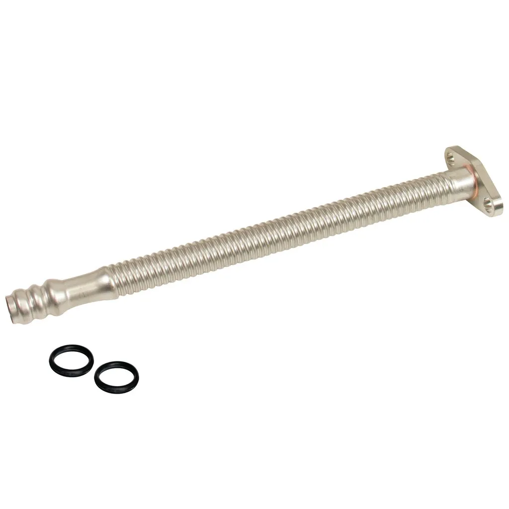 Supercharger Oil Drain Line; 12 in.; Flexible Stainless Tubing; Designed To Slip Into Cummins Oil Drain Ports; Ideal For Performance Single Or Compounded Turbo Installs; product image