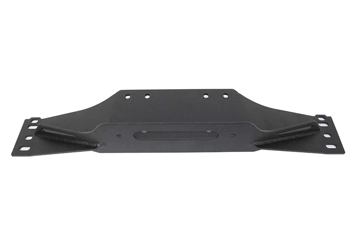 Jeep TJ Winch Plate Steel 97-06 Wrangler TJ Black Textured Powdercoat Piranha Series Fishbone Offroad product image