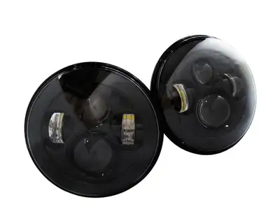 Race Sport Blacked Out Face 7in LED Projector Conversion Kit 4x10W - Plug-&-Play H4 H/L Sold in Pairs Race Sport Lighting