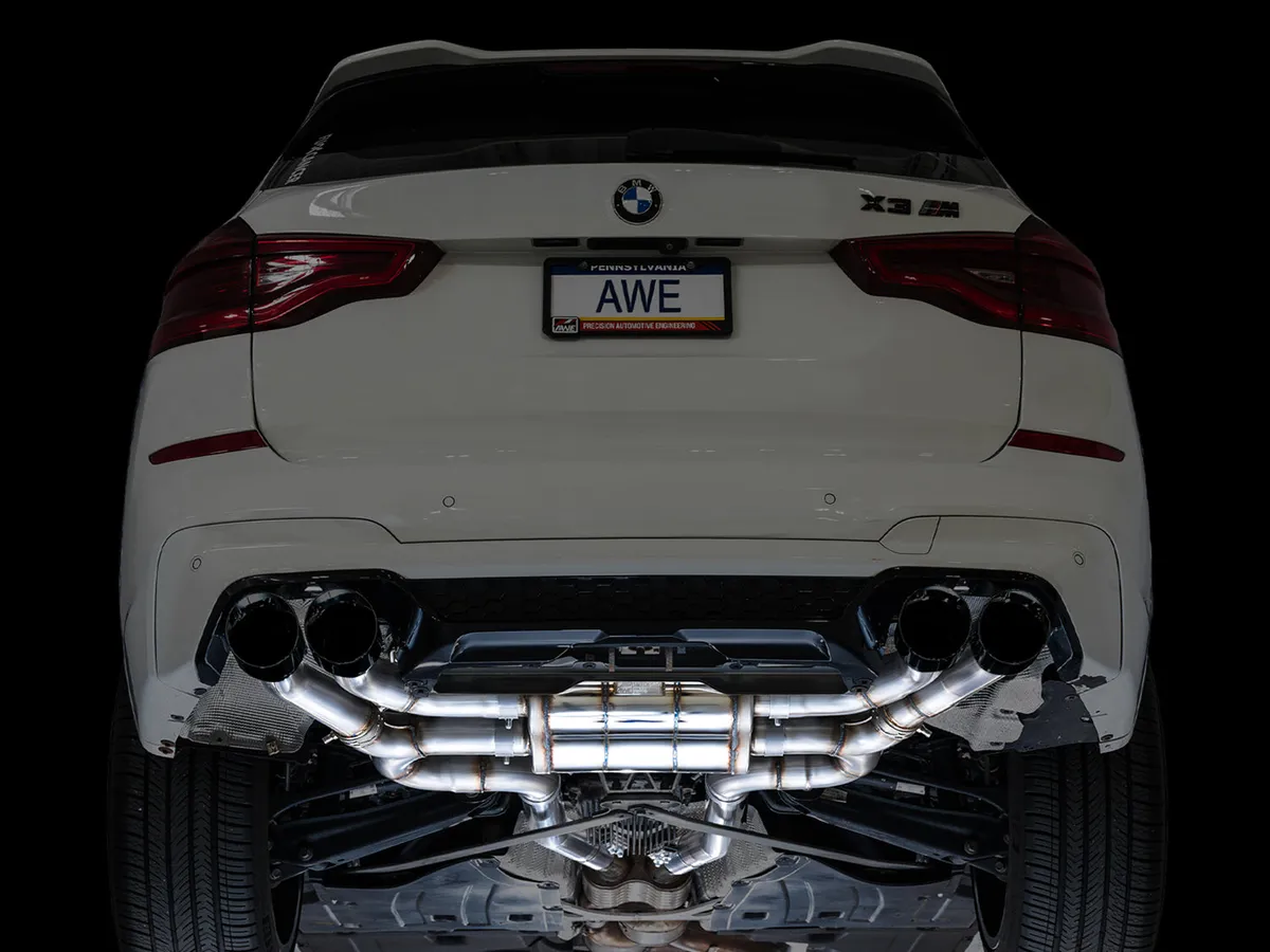 AWE Valved SwitchPath Axleback Exhaust for BMW F97 X3 M / F98 X4 M - Diamond Black Tips - 3025-43301 product image
