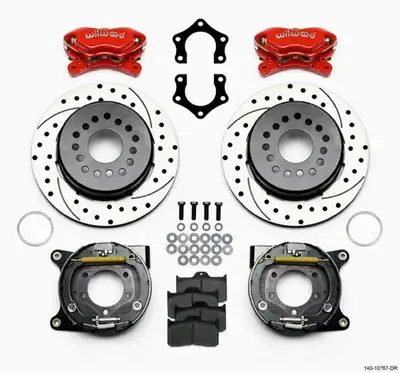 Wilwood Brakes Wilwood FDLI PS Park Brake Kit Drilled Red MoparDana 2.50in Off wSnap Ring Brng