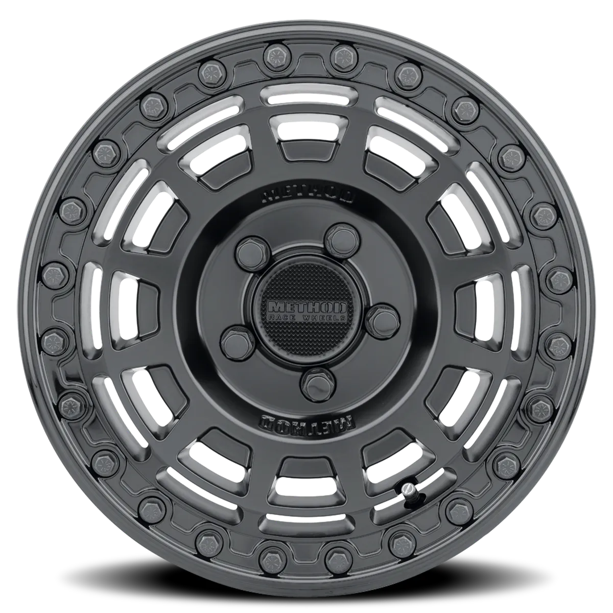 Aluminum Wheels 15x10 MR415 Beadlock UTV Bolt Pattern 5 On 114.3 Offset 25 Lip Size 2.09 Matte Black MB Gloss Black Ring Method product image