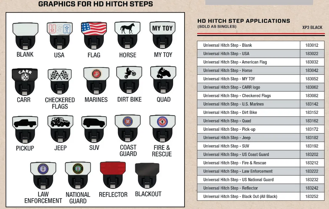 CARR - 183242 - HD Universal Hitch Step; Fits 2 in. Receiver; Black; Reflector; Single product image