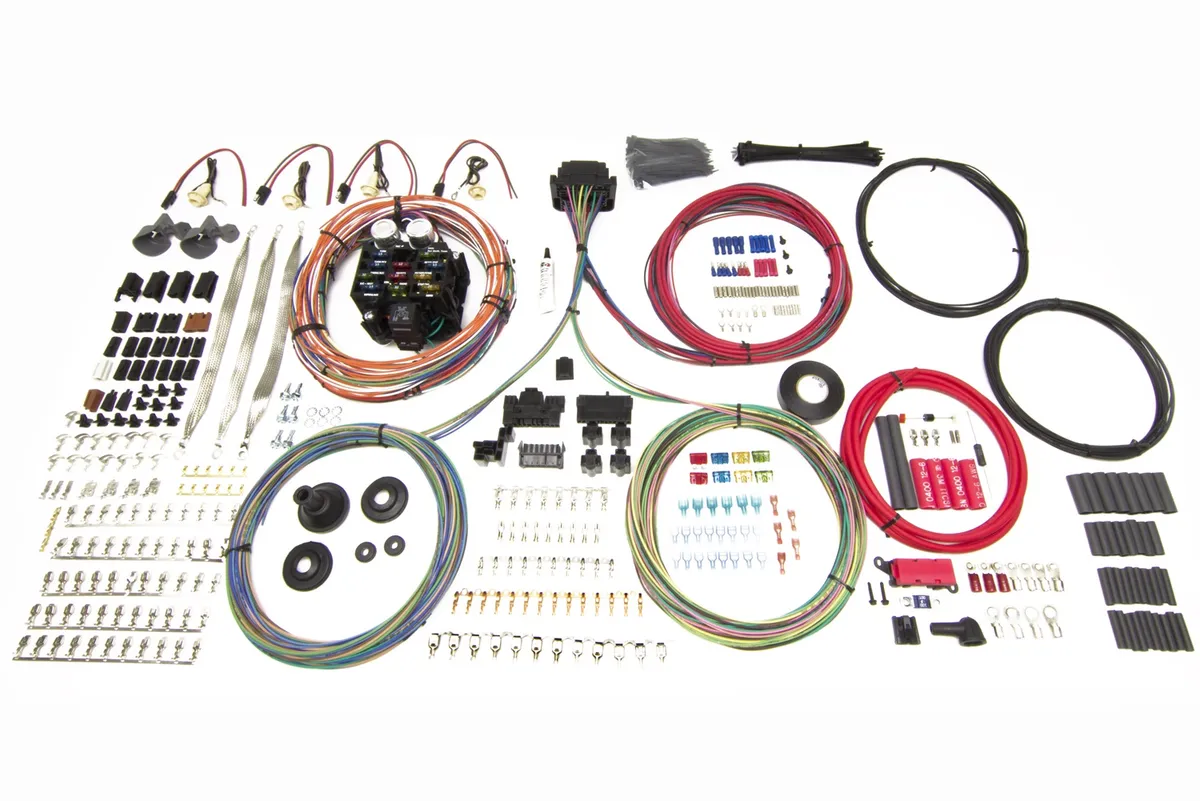 23 Circuit Pro Series Harness; w/GM Keyed Column; Pre-Terminated Ignition Switch Wiring/Connectors; Bulkhead Firewall Pass-Through; Incl. Hardware/Fasteners; product image