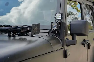 Steinjager Exterior Accessories 2007-2018 Texturized Black Light Mounts A-Pillar Double Light Mount