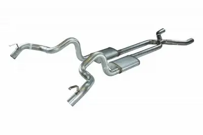 Pypes Performance exhaust Crossmember Back w/X-Pipe Exhaust System 70-74 F-Body Split Rear Dual Quarter Exit 3in Intermediate And TailPipe Race Pro Mufflers/Hardware Incl Tip Not Incl Polished 409 Stainless Pypes Exhaust