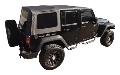 Crown Automotive Jeep Replacement 2007-2009 Wrangler JK w/ 4 Doors; Black Diamond; With Tinted Windows & Soft Upper Doors.