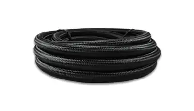 Vibrant Performance Nylon Braided Flex Hose; -16AN; 0.875 in. Hose ID; 1.203 in. Hose OD; 350 PSI Operating Pressure; 1400 PSI BP; 10ft. Roll; Black;