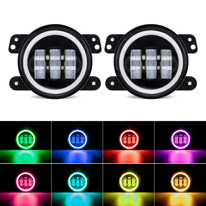 "bluetooth 4"" Cree LED Fog Lights With RGB Halo Angle Eye For Jeep Jk/Jl/Jt" product image