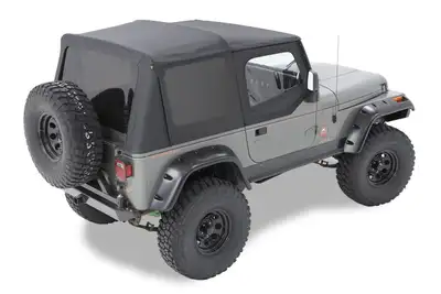 Bestop Black Crush Replace-a-Top Replace-a-Top Fabric-only Soft Top Jeep 87-87 Wrangler; Includes door skins; Clear side and rear windows