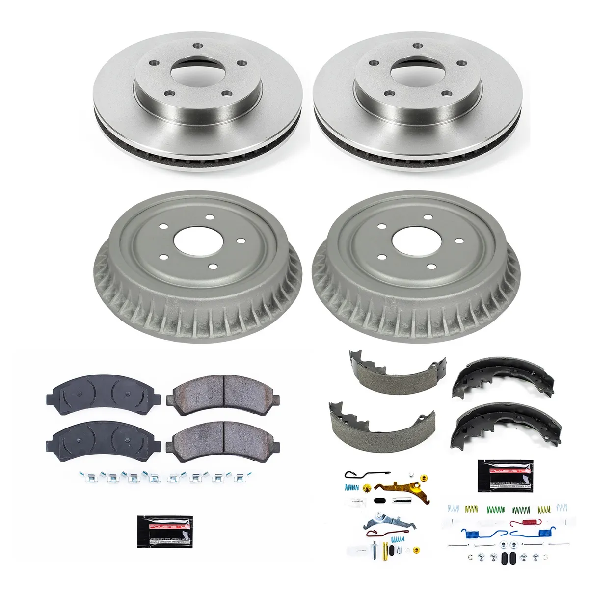 Z17 Direct Replacement Kit: Rotors; Ceramic Pads W/Hardware; Coated Drums; Shoes W/Hold Down And Adjuster Kit product image