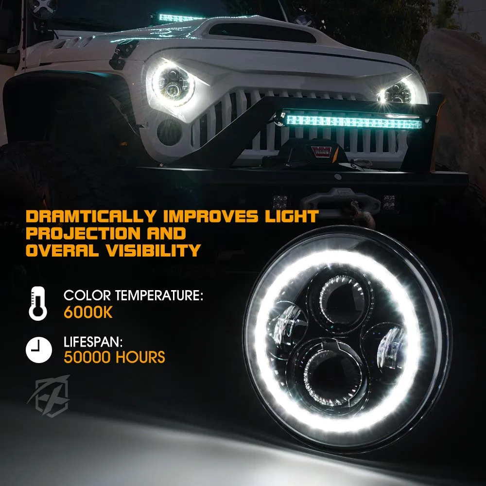 LED Halo Headlights for 2007-2018 Jeep Wrangler JK product image