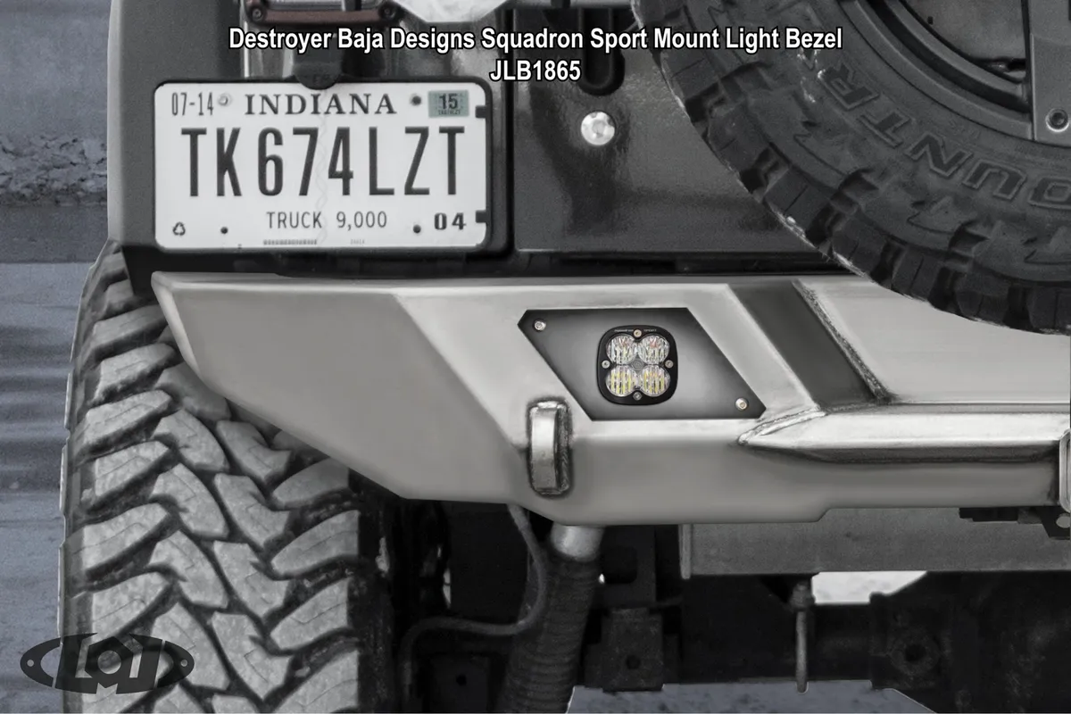 LoD Offroad Destroyer Rear Light Bezel, Fits Baja Designs Squadron Round Lights (Black Powder Coated)