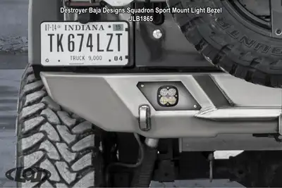 LoD Offroad Destroyer Rear Light Bezel, Fits Baja Designs Squadron Round Lights (Black Powder Coated)