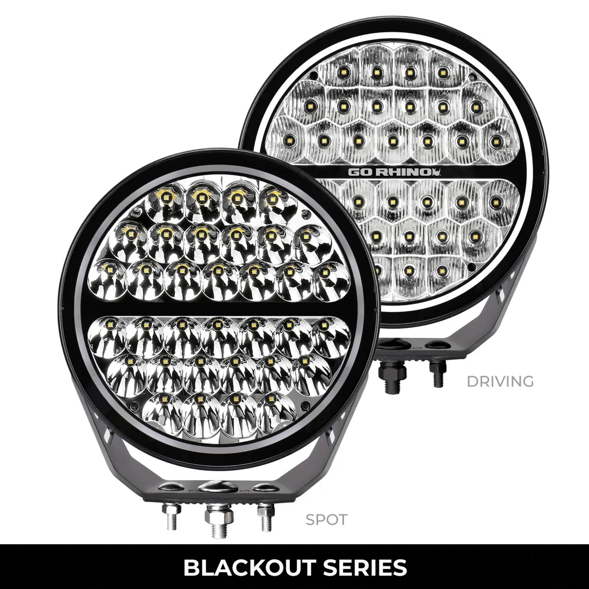 go Rhino 751700911drs Blackout Series - Maxround 9 Round LED Driving Light W/Daytime Running Lights product image