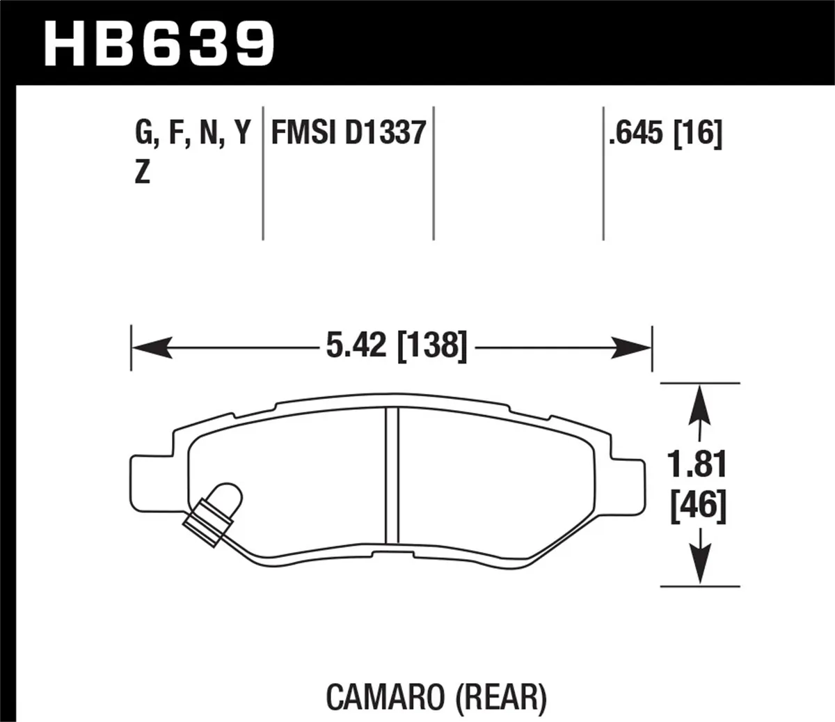 HPS Disc Brake Pad; 0.645 Thickness; product image