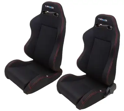 NRG Innovations Seat Type-R Reclinable Black Cloth w/Red Stitch