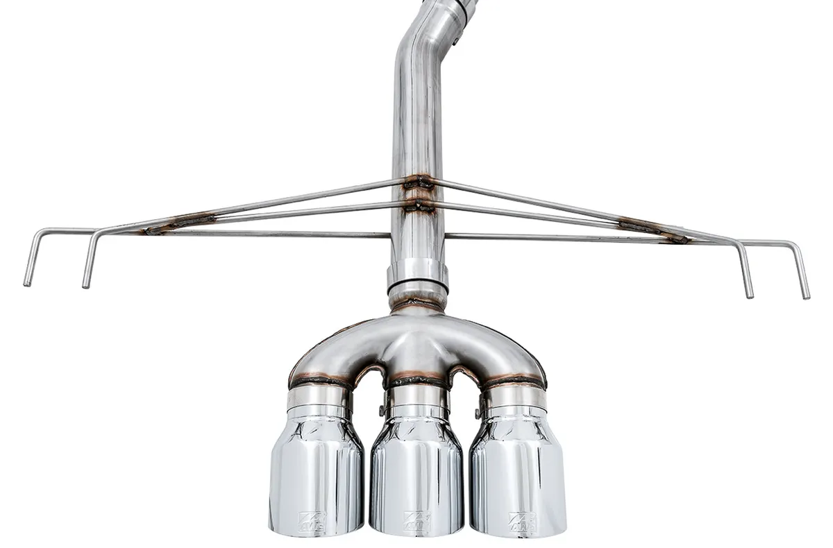AWE Track Edition Exhaust for FK8 Civic Type R (includes Front Pipe) - Triple Chrome Silver Tips product image