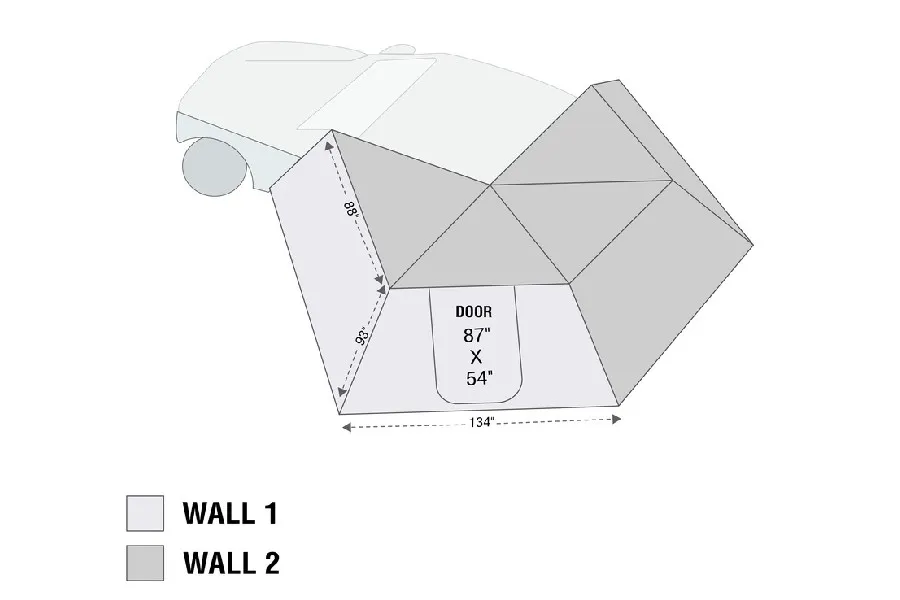 Overland Vehicle Systems Shop Overland Vehicle Systems Freestanding Driver Side Nomadic 270 LT Awning Wall 1 Overland Vehicle Systems