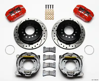 Wilwood Brakes Wilwood FDP-LP 11.00in P-Brake Kit Drill-Red Ford 8.8 w2.50in Offset-5 Lug