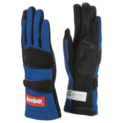 Racequip 355 Series 2 Layer Nomex Race Gloves Sfi 3.3/ 5 Certified; Blue Xlarge