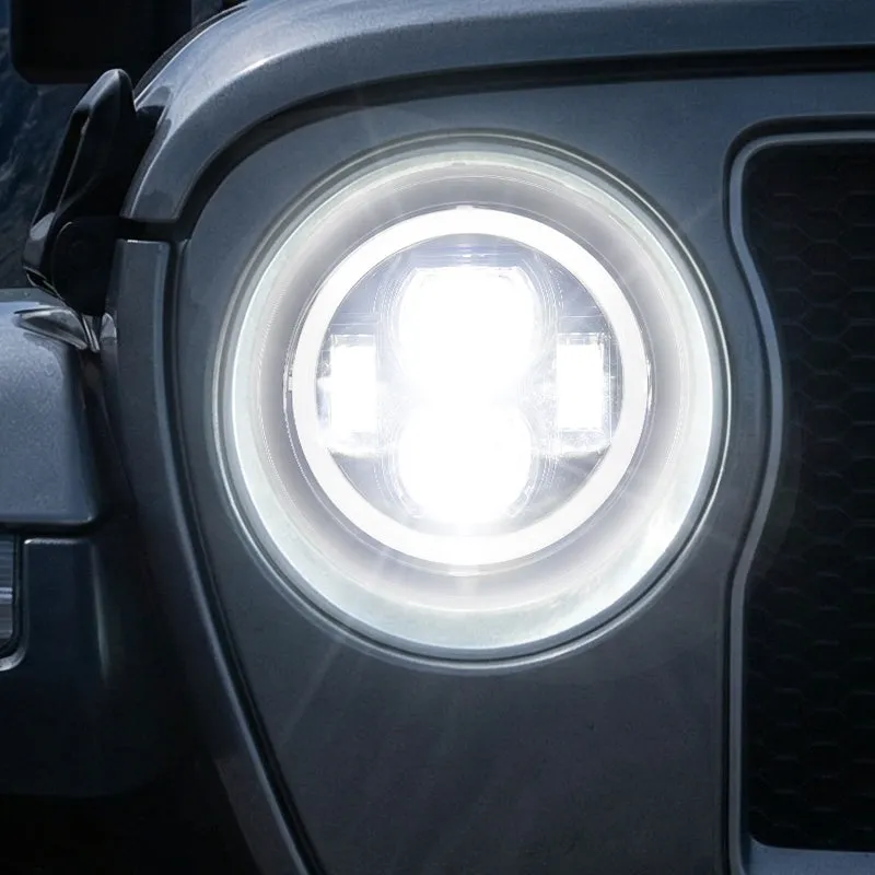 "9"" LED RGB Jeep Headlights with White Halo for 2018-2026 Wrangler JL & Gladiator JT" product image