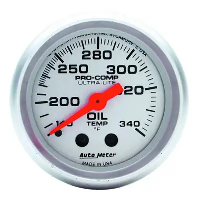 AutoMeter Gauge, Oil Tank Temp, 2 1/16", 140-340?F, Mechanical, Ultra-Lite