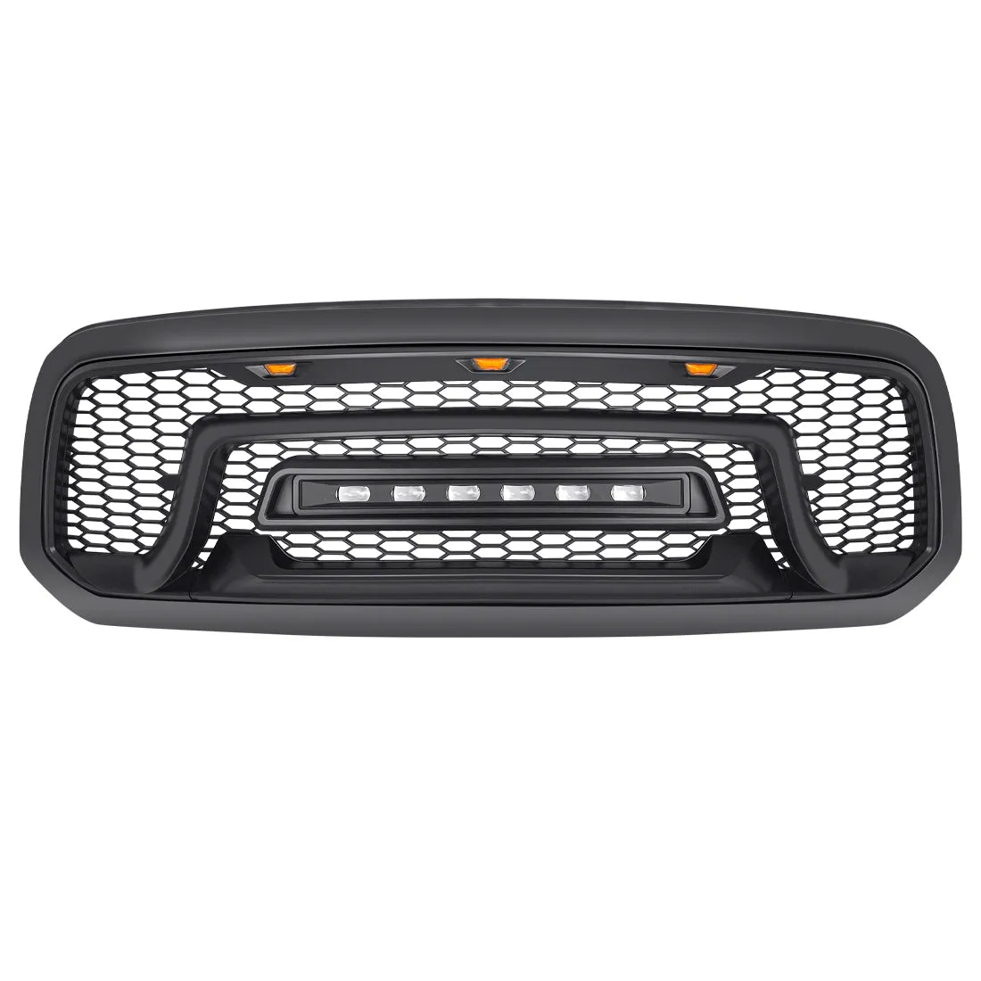 Armor Grille W/ Off-Road Lights - Matte Black For 2013-2018 Dodge Ram 1500 product image