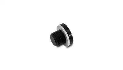 Vibrant Performance Metric Port Plug; M12 x 1.0 Metric Size; 6061 Aluminum; Black Anodized; Incl. Crush Washer;