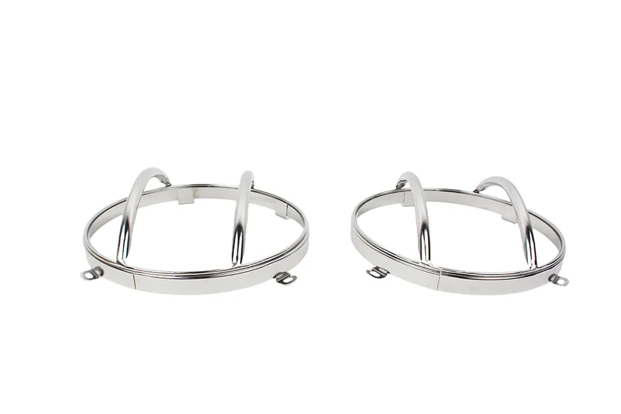 Jeep JK Euro Headlight Guards Pair 07-18 Wrangler JK Polished Silver Kentrol product image