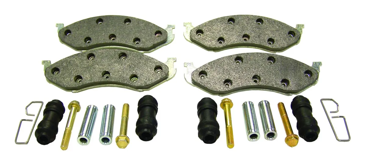 1990-1996 Cherokee XJ Front; Kit Includes: Titanium Pad Set Caliper Bushings Sleeves Clips and Pins 1990-1992 Comanche MJ Front; Kit Includes: Titanium Pad Set Caliper Bushings Sleeves Clips and Pins 1990-1995 Wrangler YJ Front; Kit Includes: Ti product image