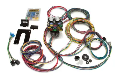 Painless Wiring 21 Circuit Pro Street Harness Kit; 12 Fuses w/Horn Relay; Incl. Fuel/Oil/Temperature Gauge/Tachometer Wiring; GM Color Coded; Circuit Designations Printed On Wires;