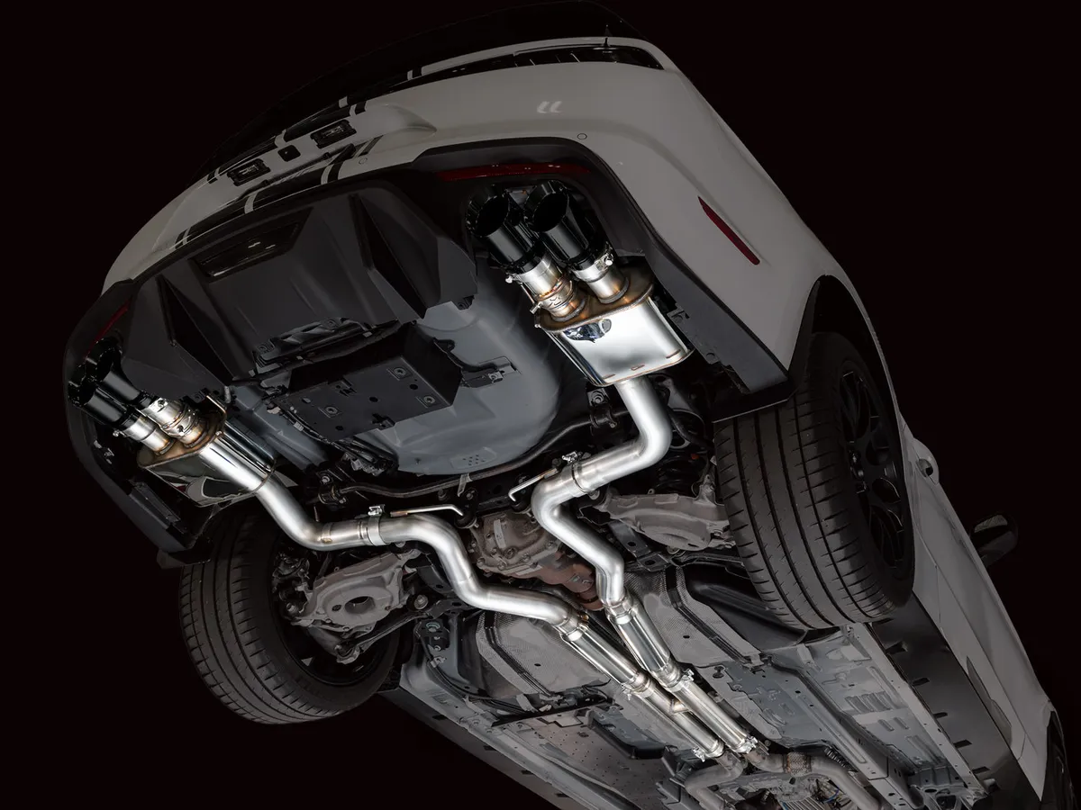 AWE Touring Edition Cat-back Exhaust for the '18-'23 S550 Mustang GT - Quad Chrome Silver Tips product image