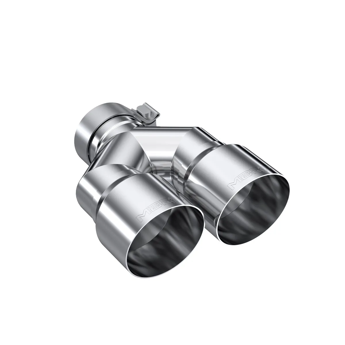 Armor Pro Exhaust Tip; 3 in. Inlet Diameter; 4 in. Outlet Diameter; Right Tip 9.87 in. Length; Left Tip 9.37 in. Length; T304 Stainless Steel; Dual Out; Mirror Polished; product image