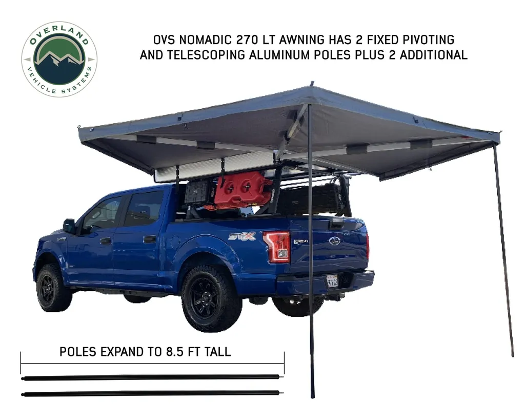 Overland Vehicle Systems Nomadic 270 LT Awning - Passenger Side - Dark Gray w/ Black Cover product image