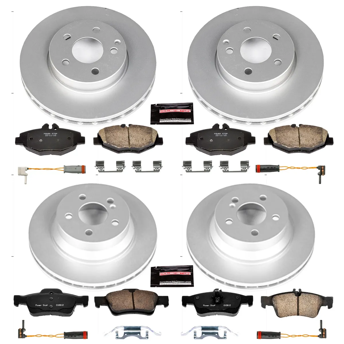 Z23 Sport Geomet Coated Rotor Kit For European Vehicles: Genuine Geomet Fully Coated Rotors; Carbon-Fiber Ceramic Pads W/Hardware; Pad Sensors product image