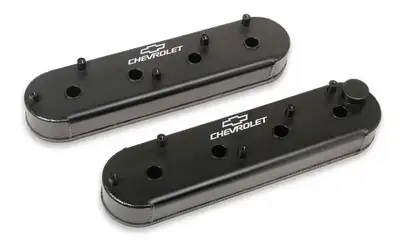 Holley LS Billet Rail Fab. Alm Valve Covers w/Oil Cap