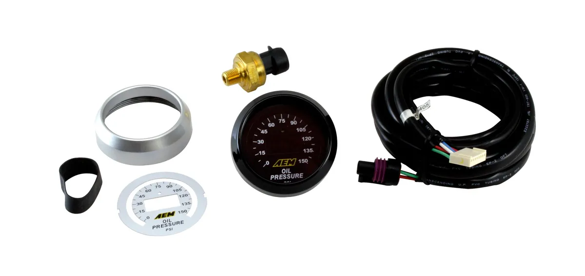 AEM Electronics Aem Classic Digital 150 PSI Oil Pressure Gauge Kit - 0-150 PSI - Interchangeable Bezels And Face Included