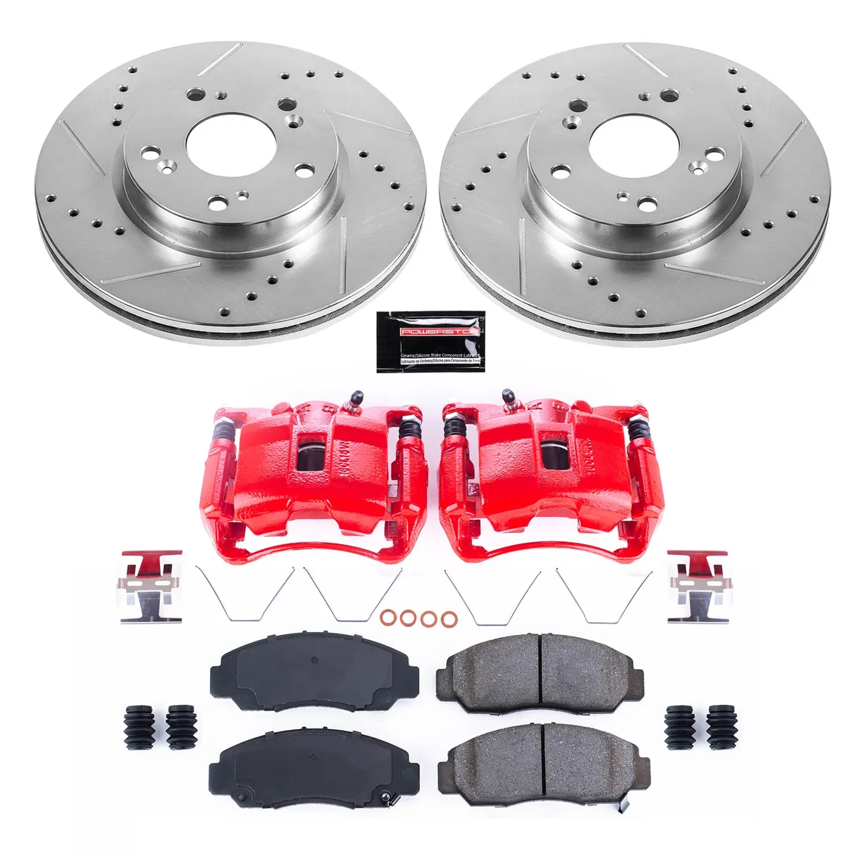 Z23 Evolution Sport Upgrade Kit: Drilled/Slotted Rotors; Carbon-Fiber Ceramic Pads; Powder Coated Calipers product image