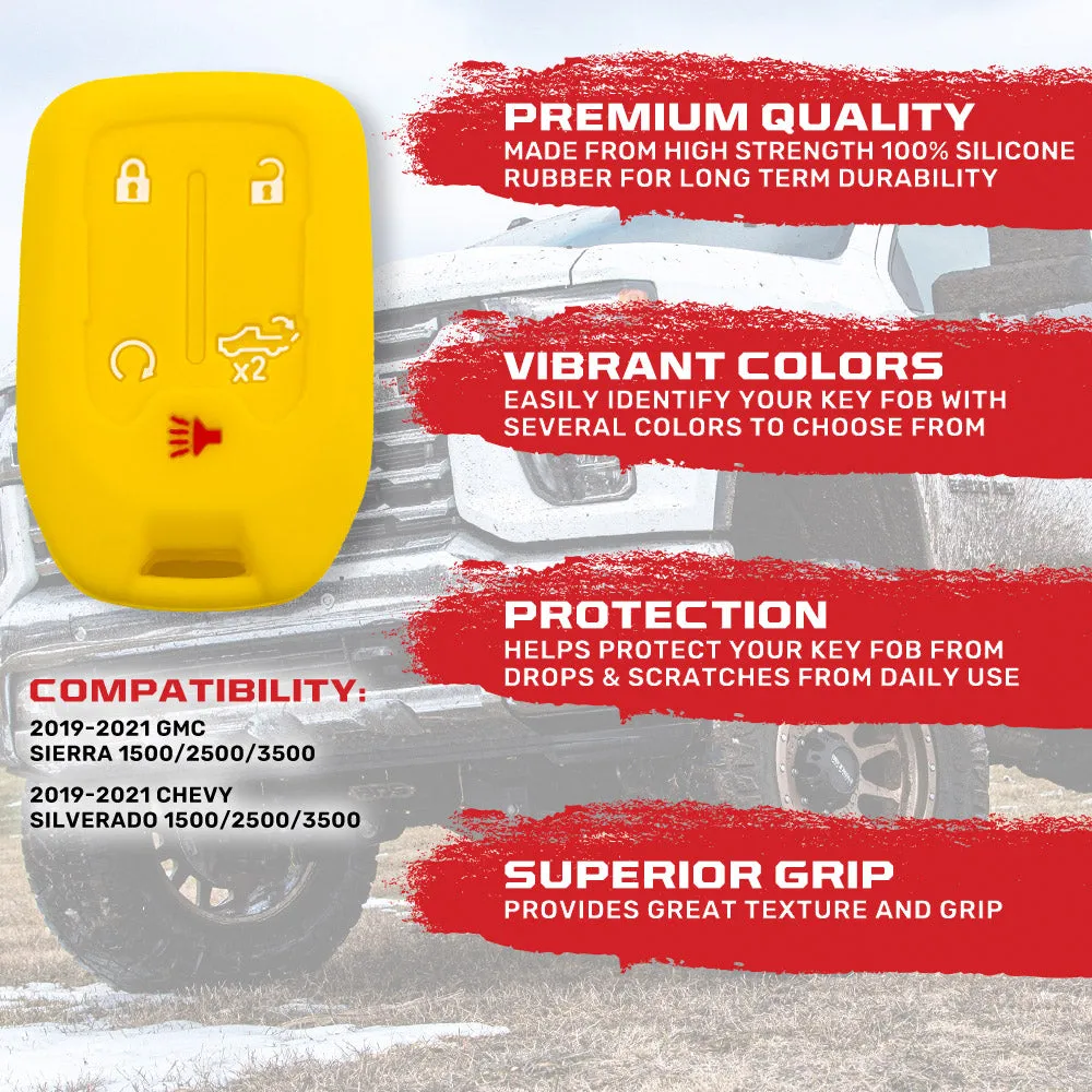 GMC & Chevy 19-21 Sierra & Silverado 1-Piece 100% Silicone Rubber Key Fob Cover - Multiple Colors product image
