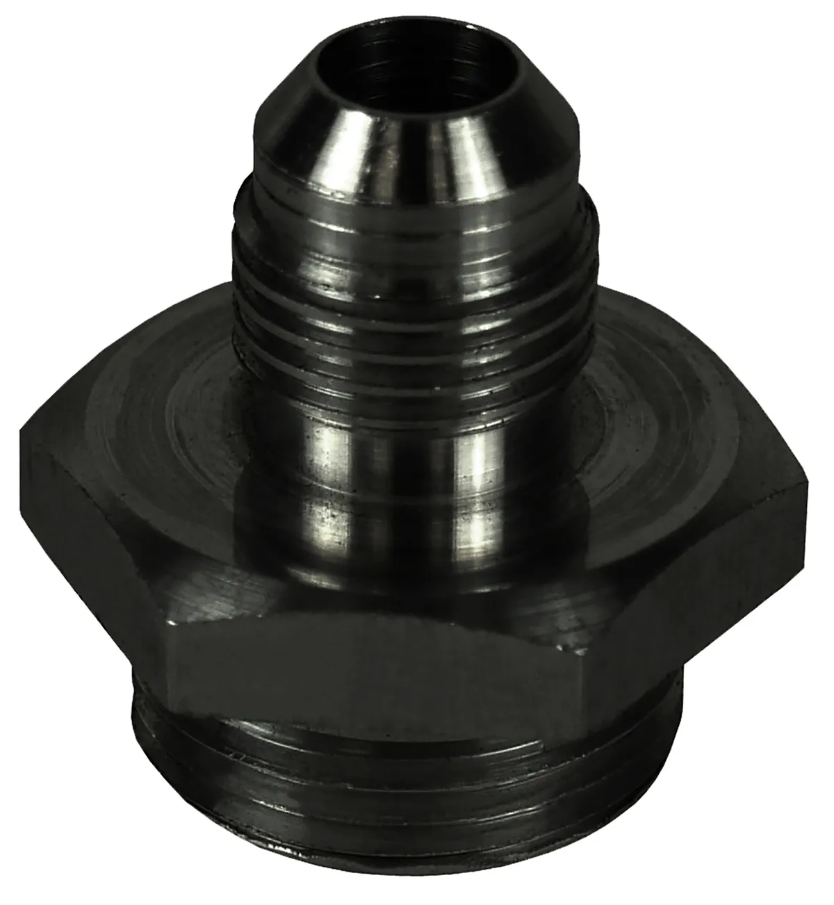 Aluminum Cooler/Adapter Fitting -6AN x 5/8-18 O-ring, Black Anodized product image