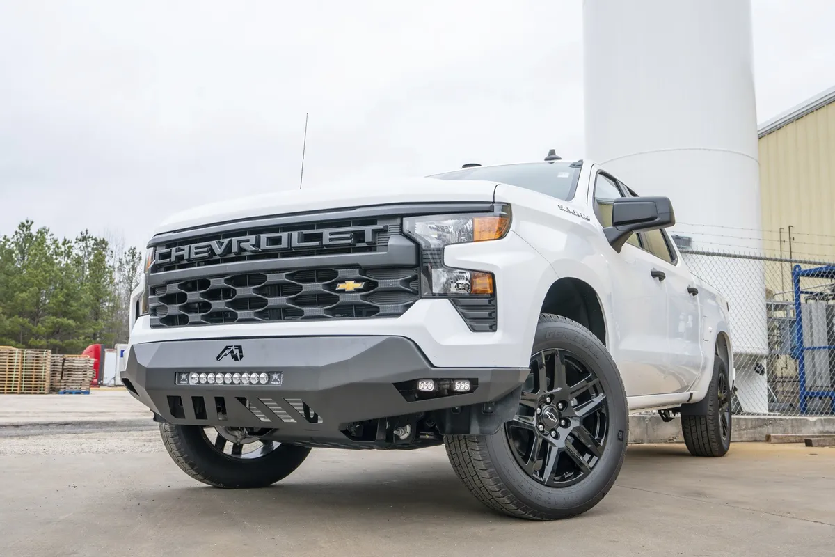 Vengeance Front Bumper; 2 Stage Black Powder Coated; Sensor Bumper; w/No Guard; product image