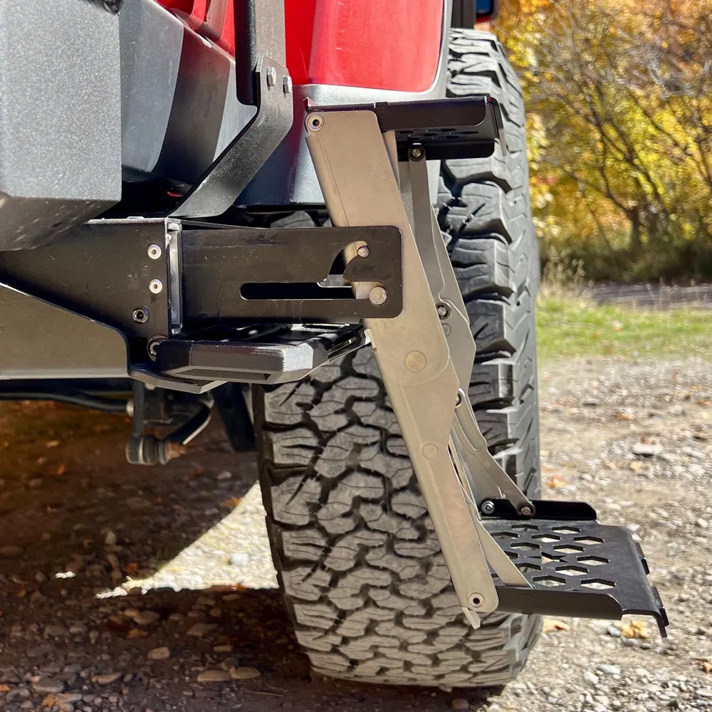 R-Step 9 Inch Wide For 2020-2023 Jeep Gladiator Bed Step Attachment Brackets Passenger Side Behind Rear Gas Motor Tire Rock Slide Engineering product image