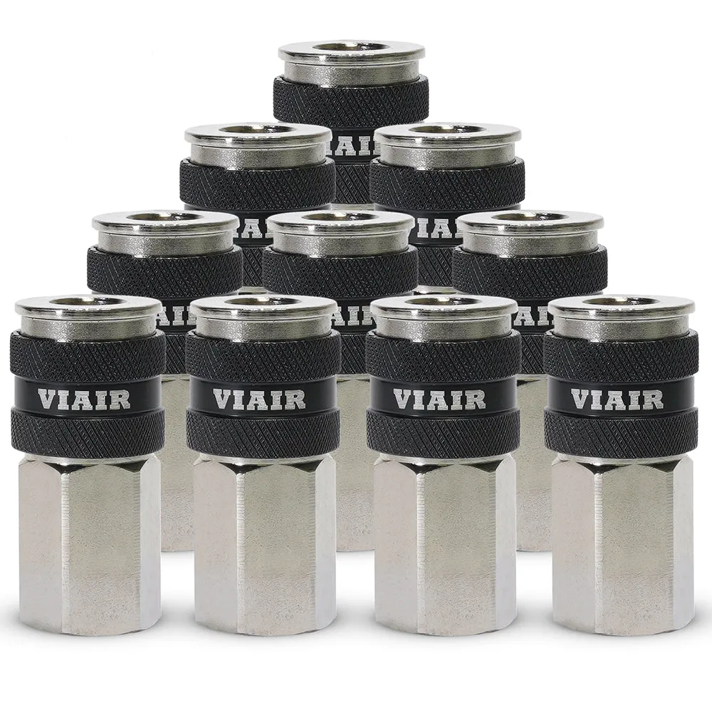 "3/8"" NPT - (M) Automatic Coupler - Steel / Nickel Plated w/ black sleeve & No Logo-10pc" product image